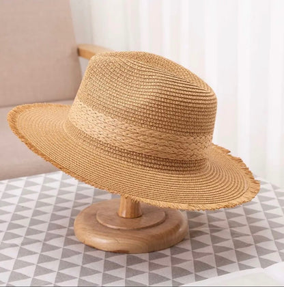 Frayed Straw Fedora Sun Hat