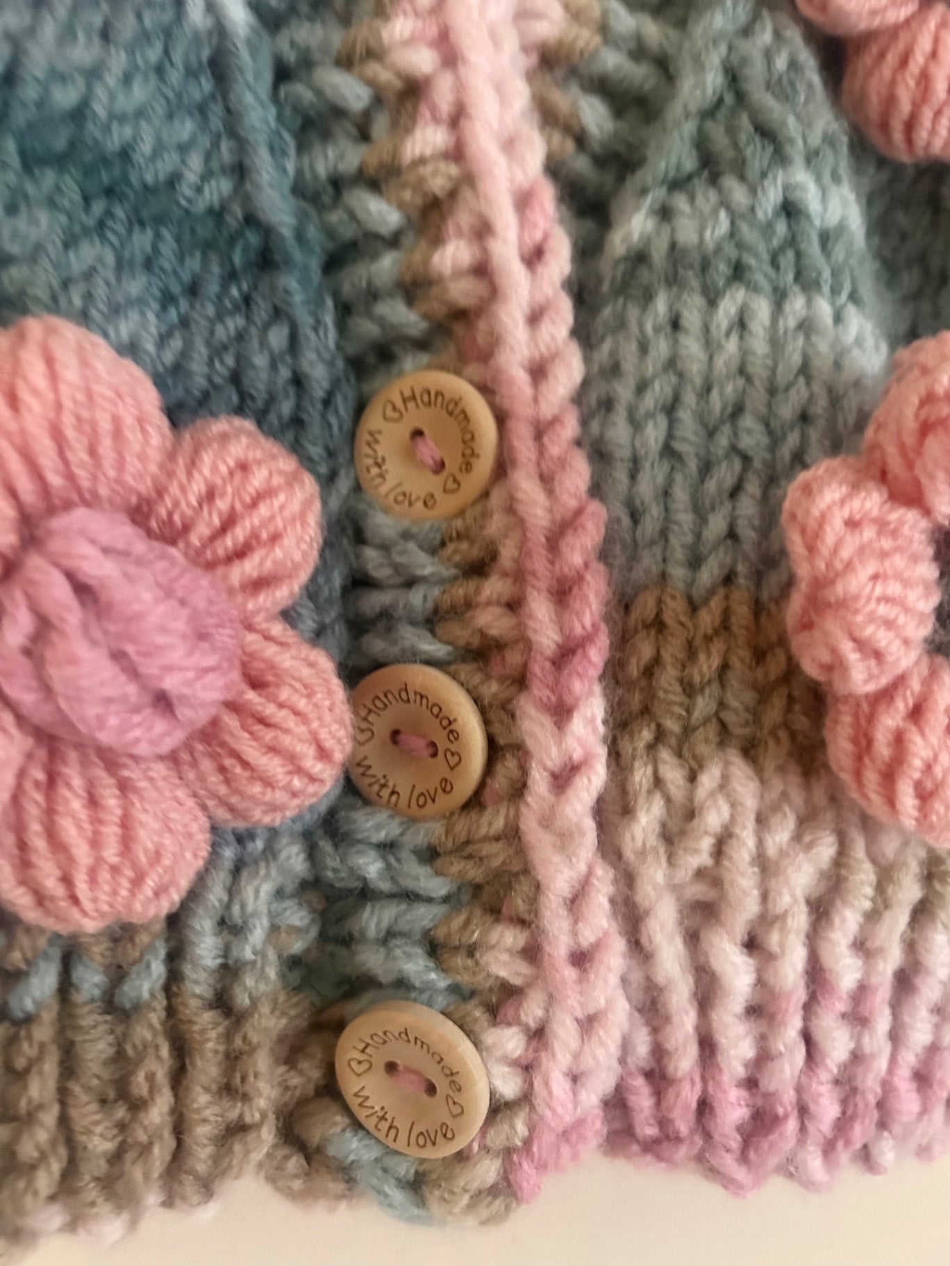 Handmade Multicoloured With Flower Details - 0-6 months