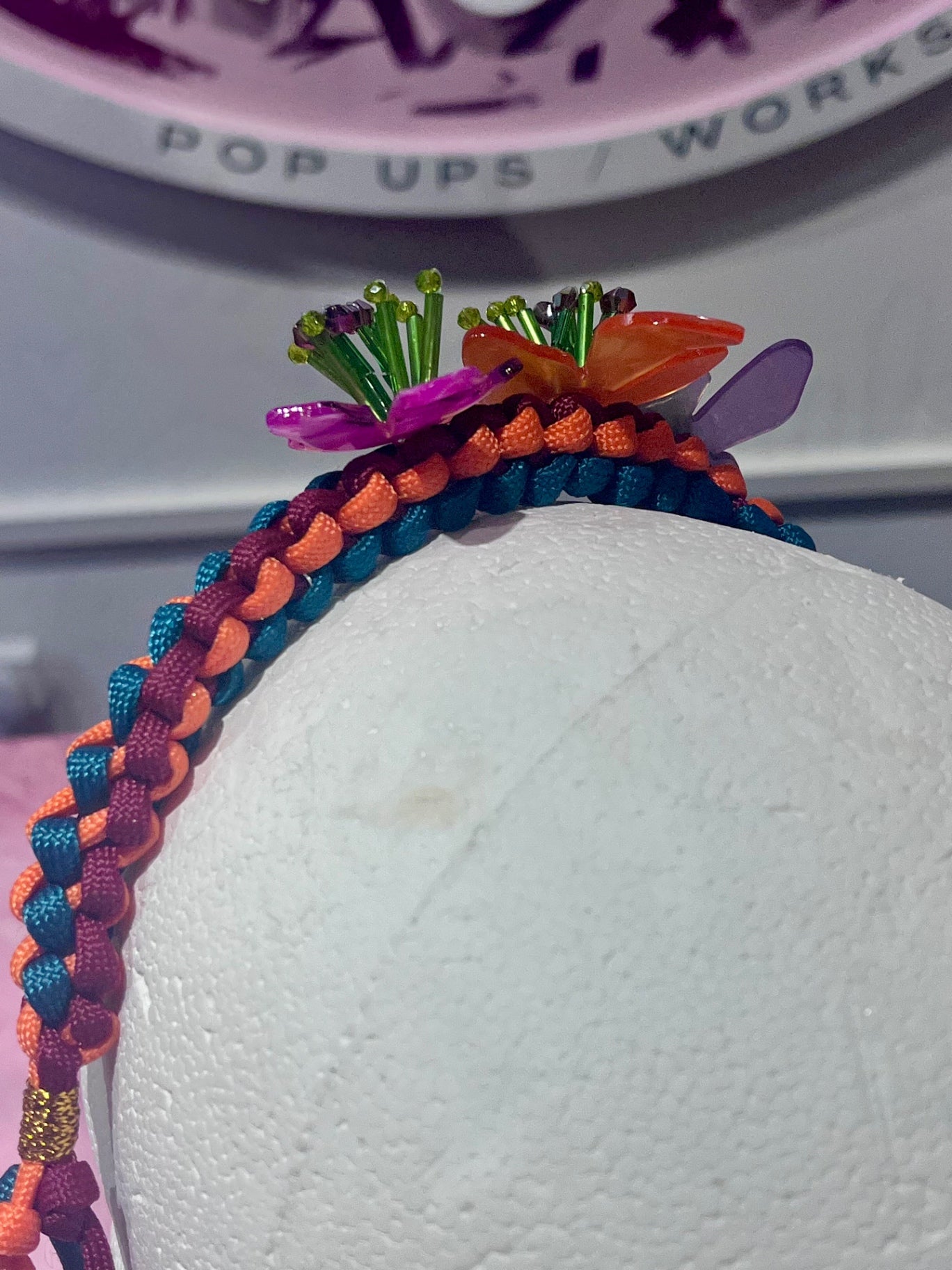 Flower Headband adjustable pull tie 