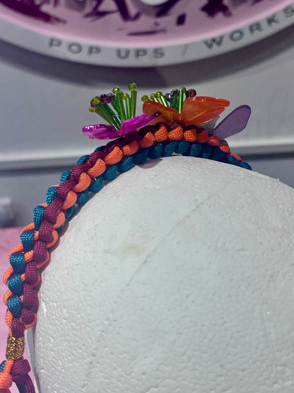 Flower Headband adjustable pull tie 