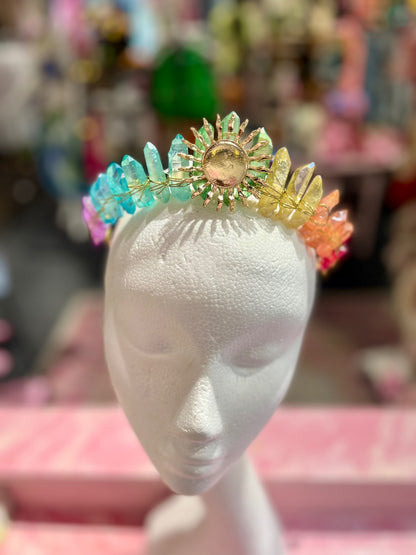 Celestial Radiance Aura Quartz Crown