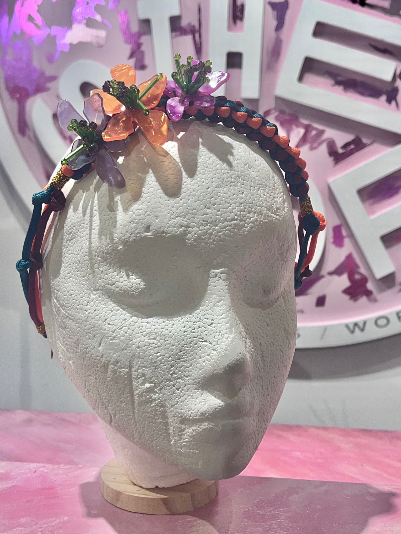 Flower Headband adjustable pull tie 