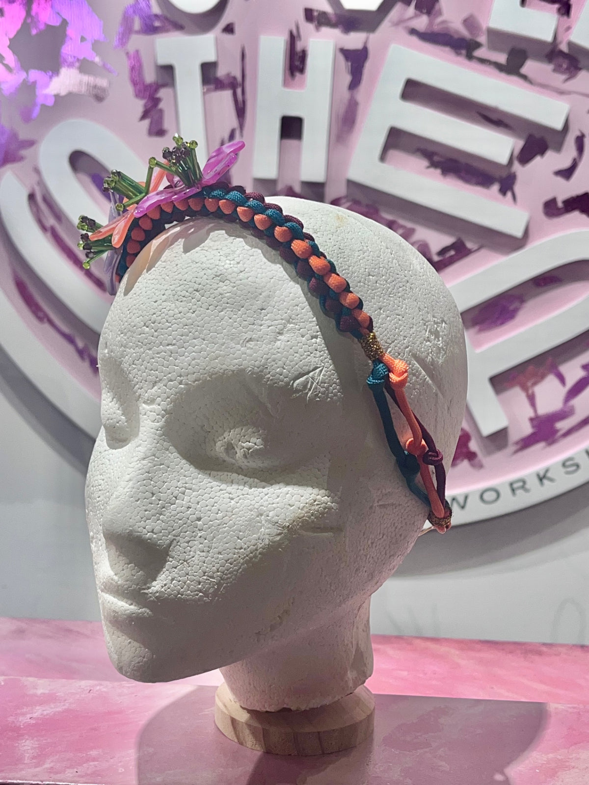 Flower Headband adjustable pull tie