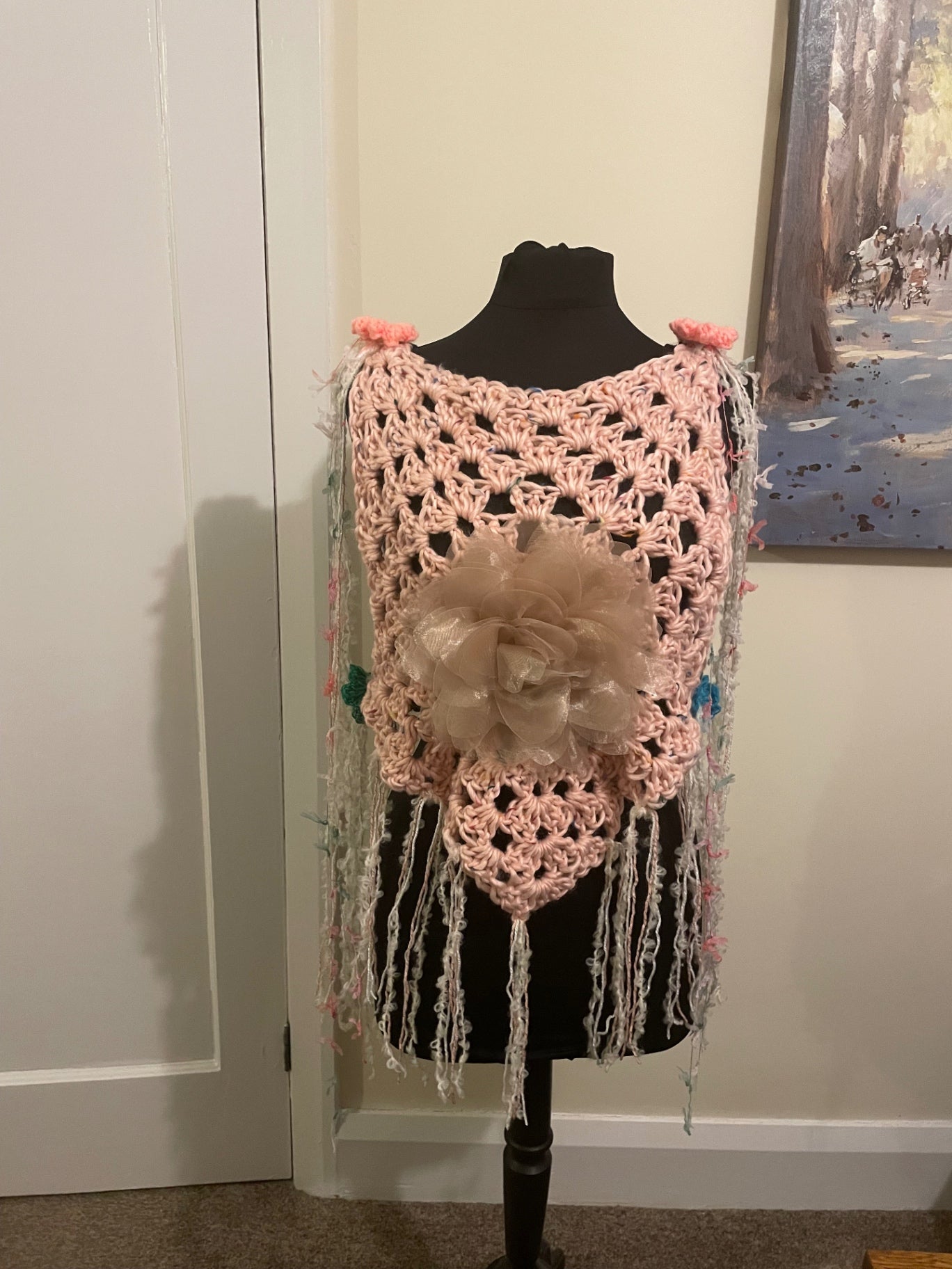 Pink Navy Fringe Top small