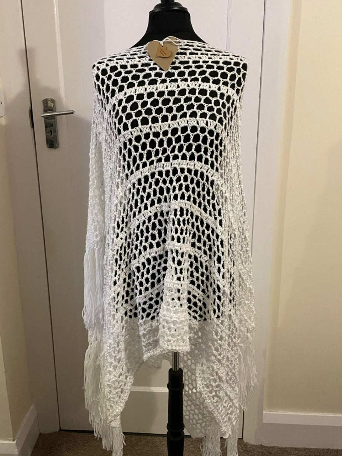 One size white silver shawl