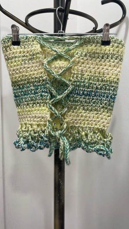Yellow and Green Corset Top - Small