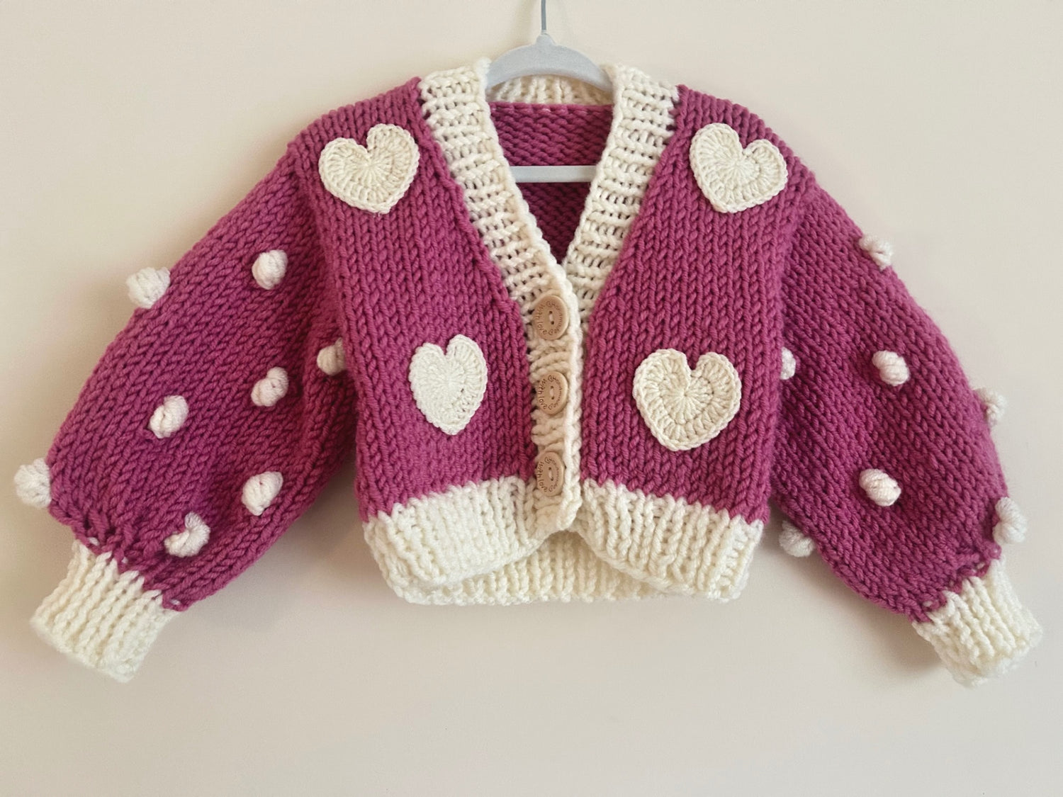 12m Pink With Cream Hearts And Bobble Detail