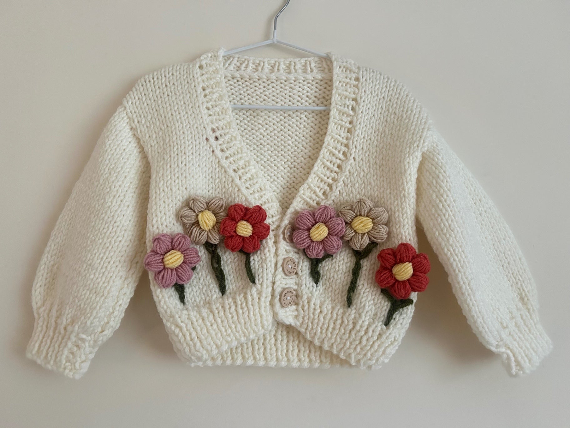 2-3yrs Handmade Cream With Coloured Daisies