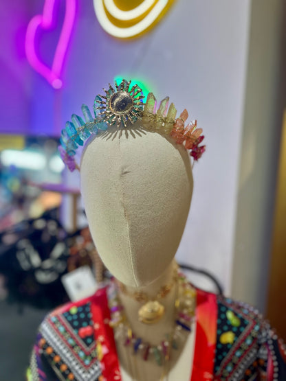 Celestial Radiance Aura Quartz Crown