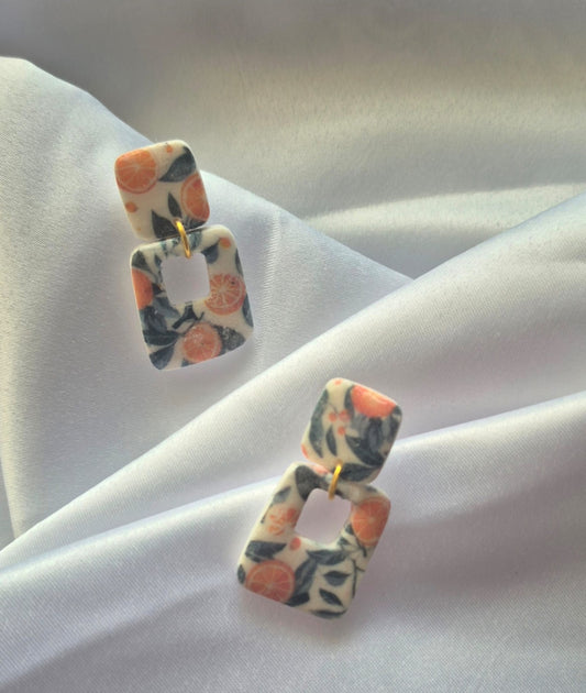 Orange Blossom Square Earrings