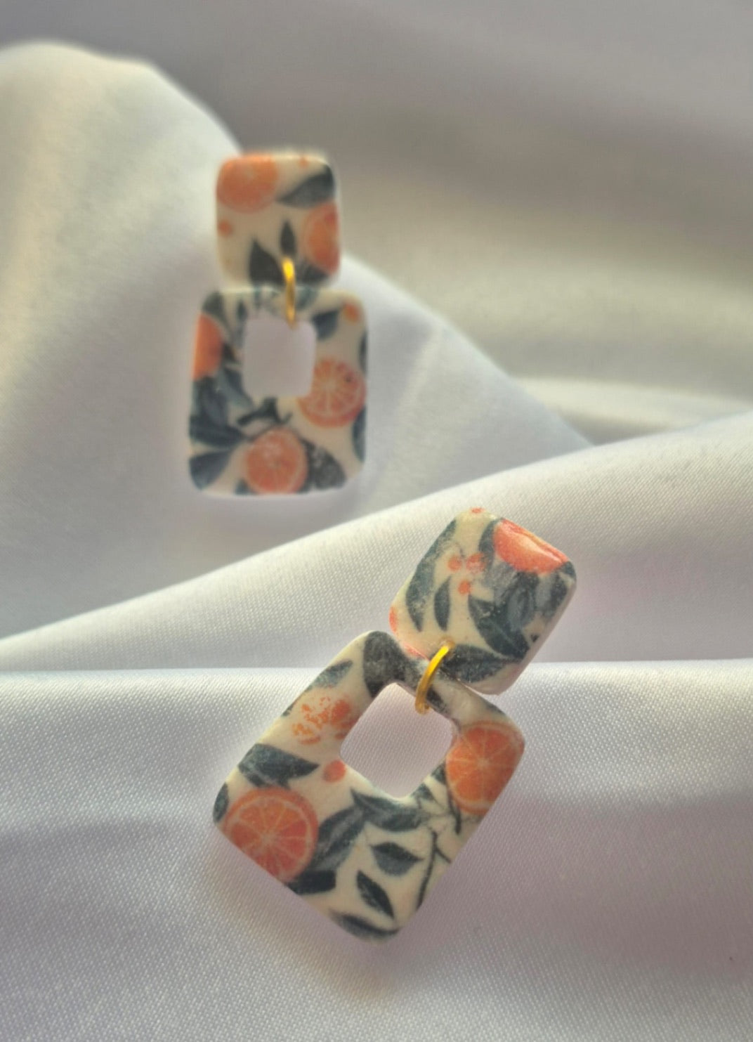Orange Blossom Square Earrings