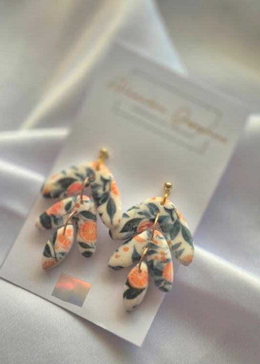 Orange Blossom 3-tier Drop Earrings