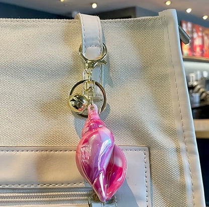 White Marble Shell Key Chain