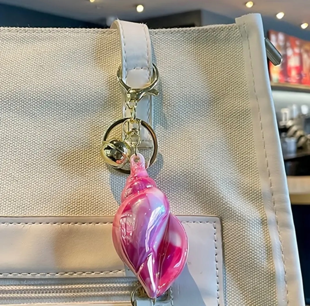 White Marble Shell Key Chain