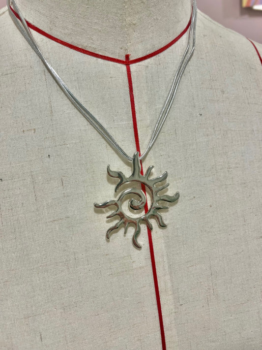 Silver Sun Charm Necklace