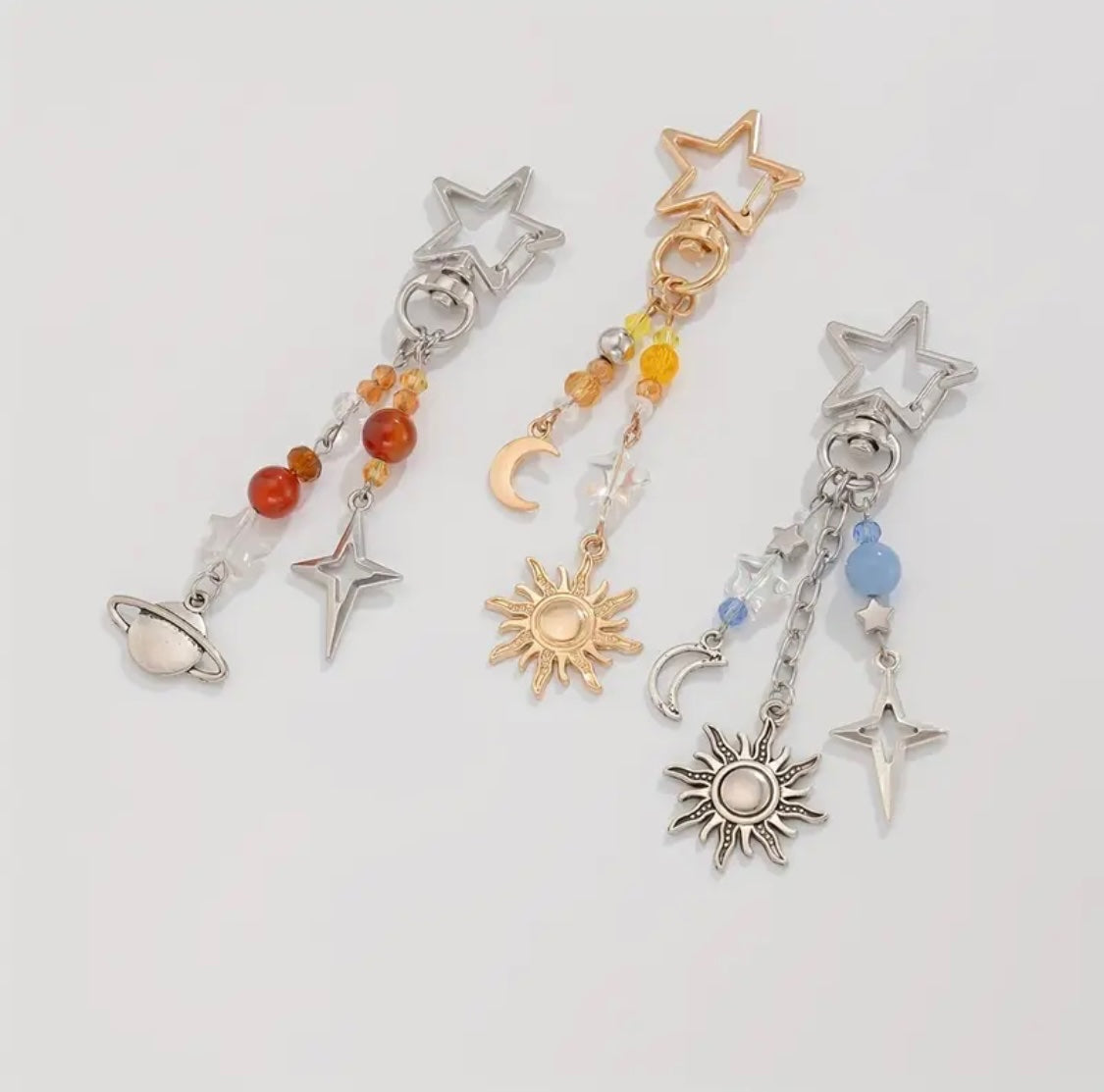 Silver Sun Moon Bag Charm