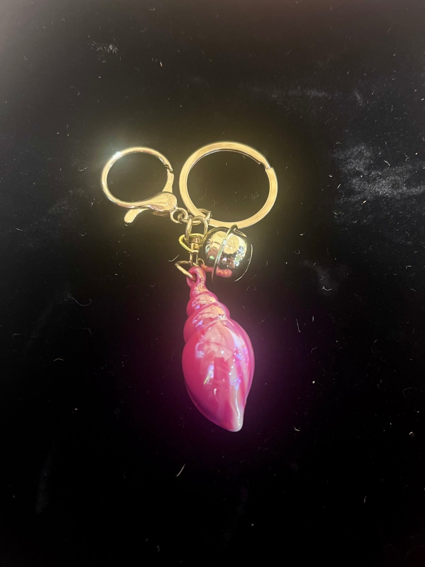 Pink Marble Shell Key Chain