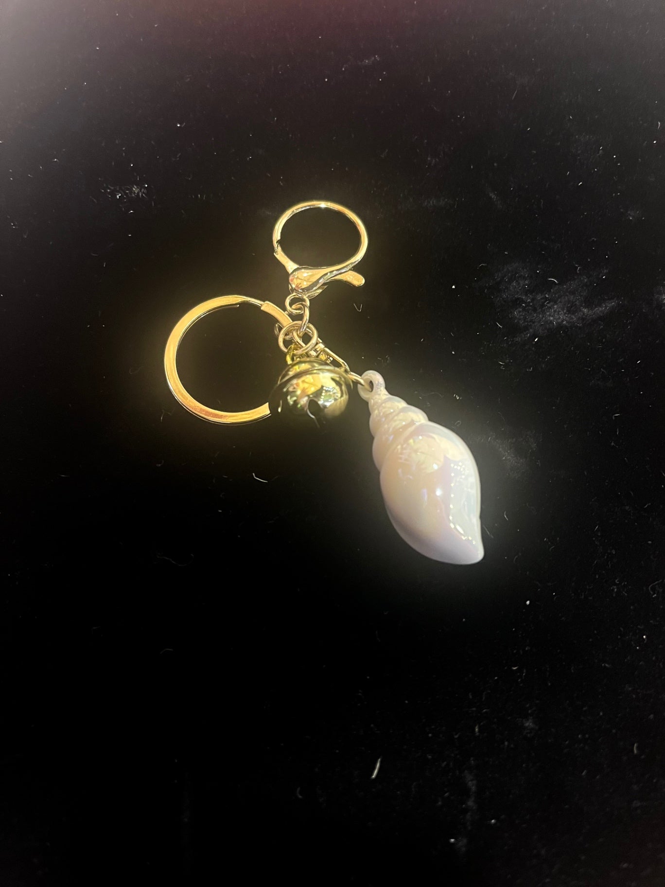 White Marble Shell Key Chain