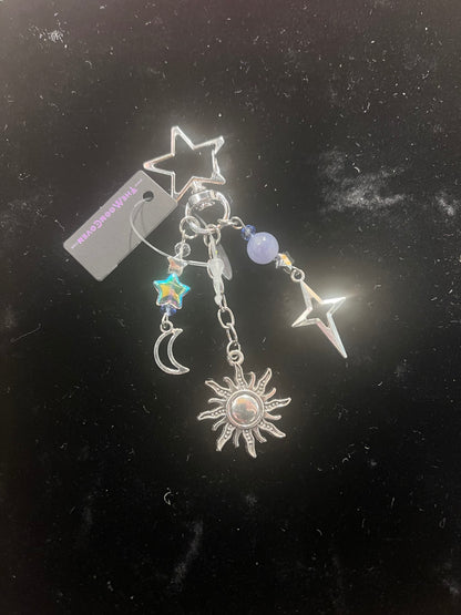 Silver Sun Moon Bag Charm