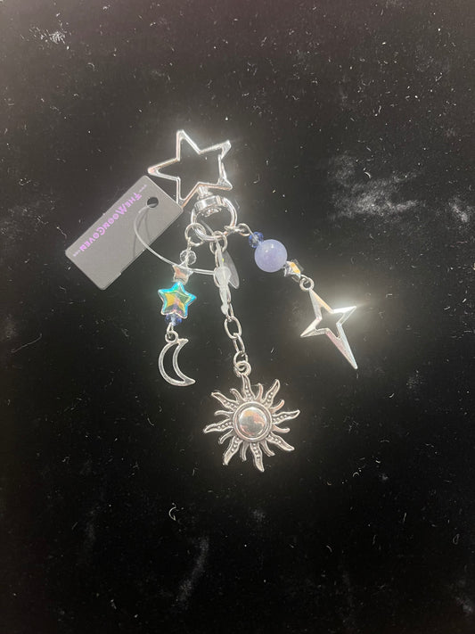 Silver Sun Moon Bag Charm