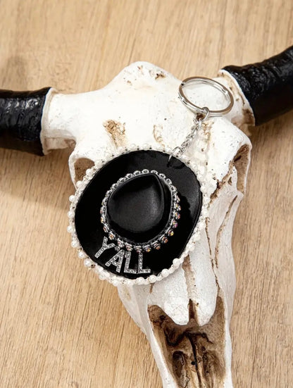 Black Cowboy Yall Keychain