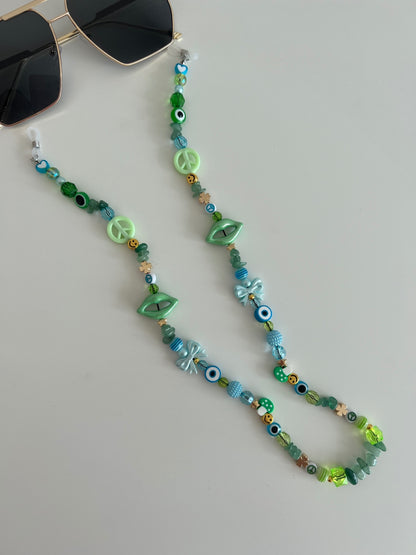 Twin flame sunglasses strap - blue/green (gold) 