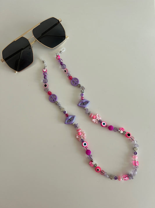 Twin flame sunglasses strap - pink/purple (silver)