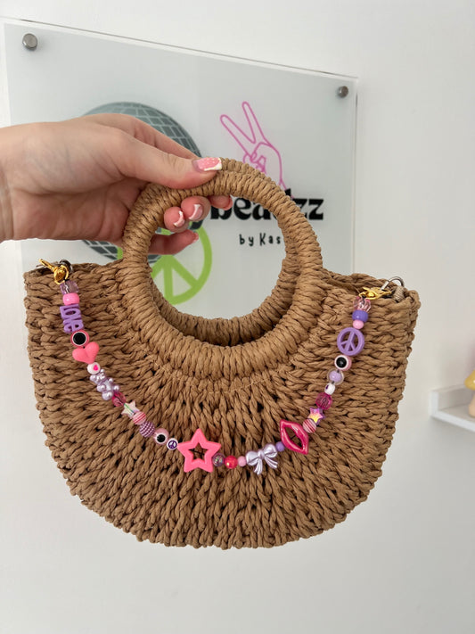 Shine bright bag charm - pink/purple (gold hooks)