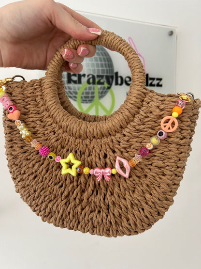 Shine bright bag charm - pink/orange/yellow (gold hooks)