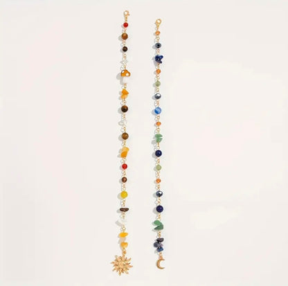 Long Mushroom Sun Beaded Gold Bag Charm