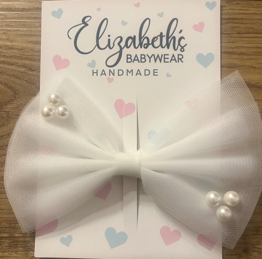 Handmade White Tulle Hairclip