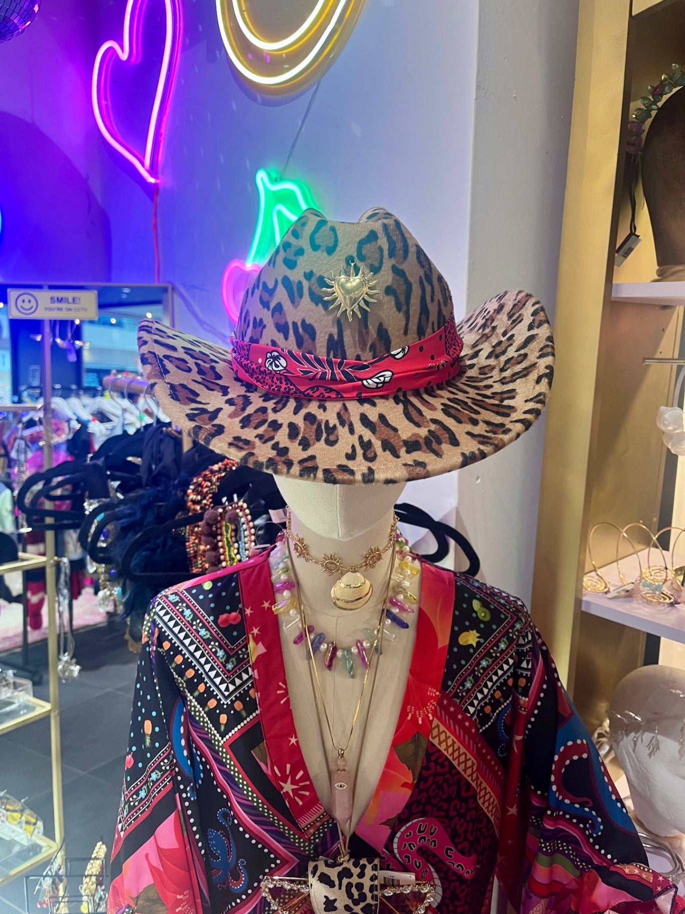 Flame Heart Leopard Cowboy Hat