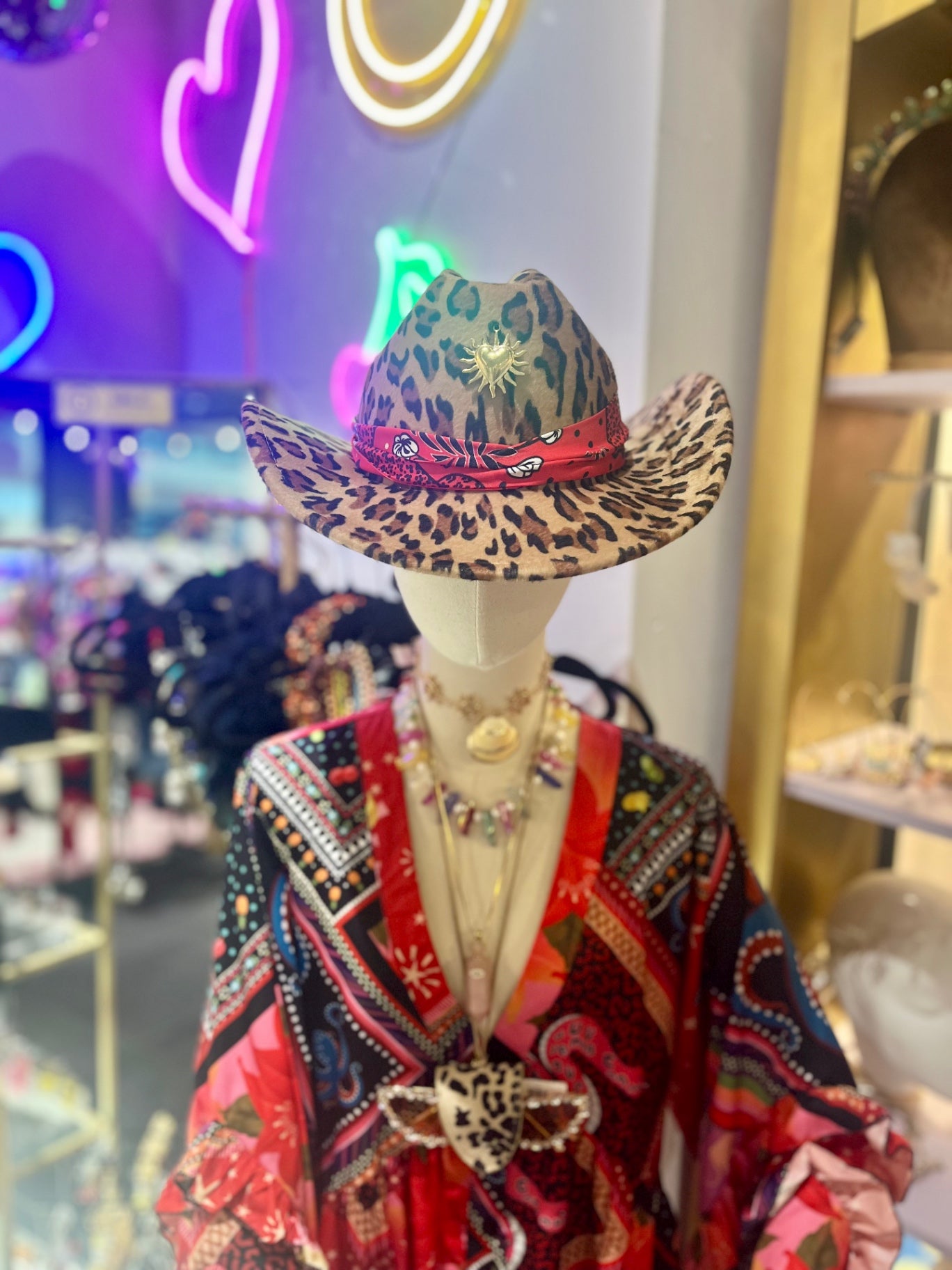 Flame Heart Leopard Cowboy Hat