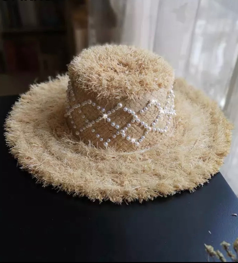 La Sirena Pearl Straw Hat Adjustable