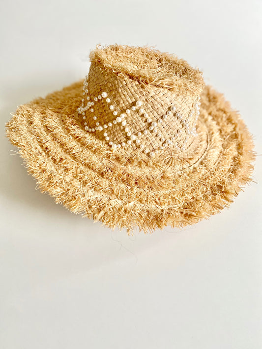 La Sirena Pearl Straw Hat Adjustable