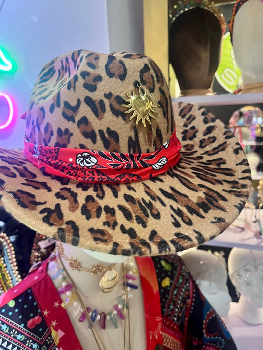 Flame Heart Leopard Cowboy Hat