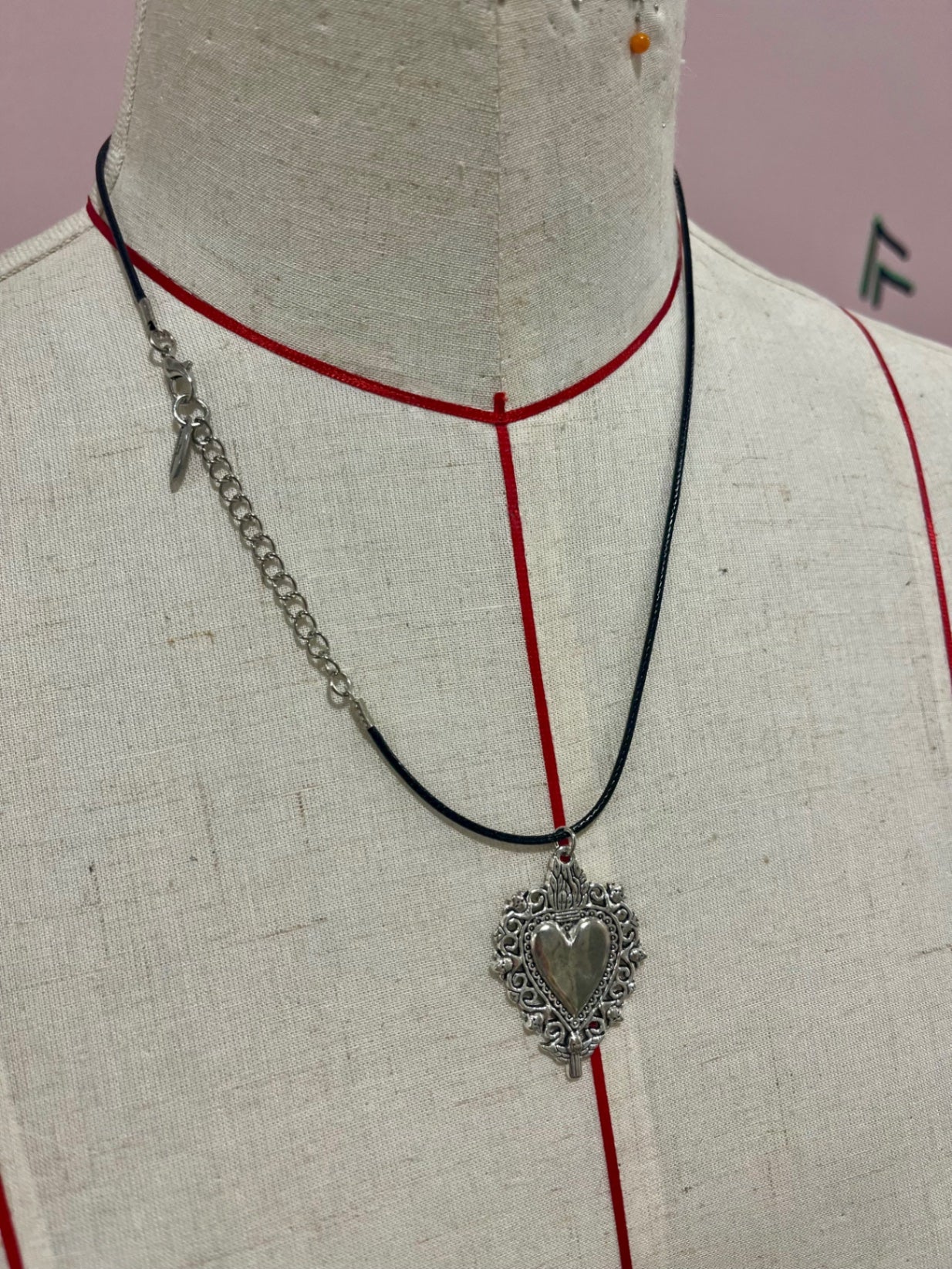 Luna Heart Pendant Leather Necklace