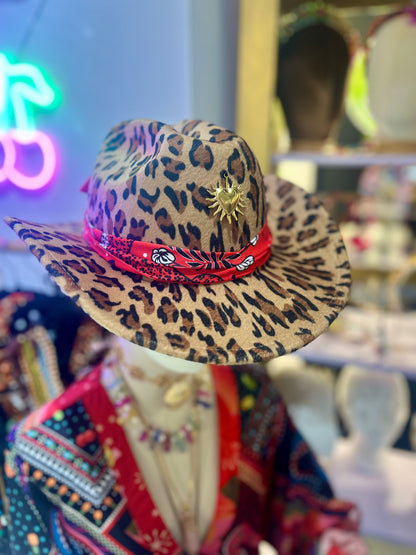Flame Heart Leopard Cowboy Hat