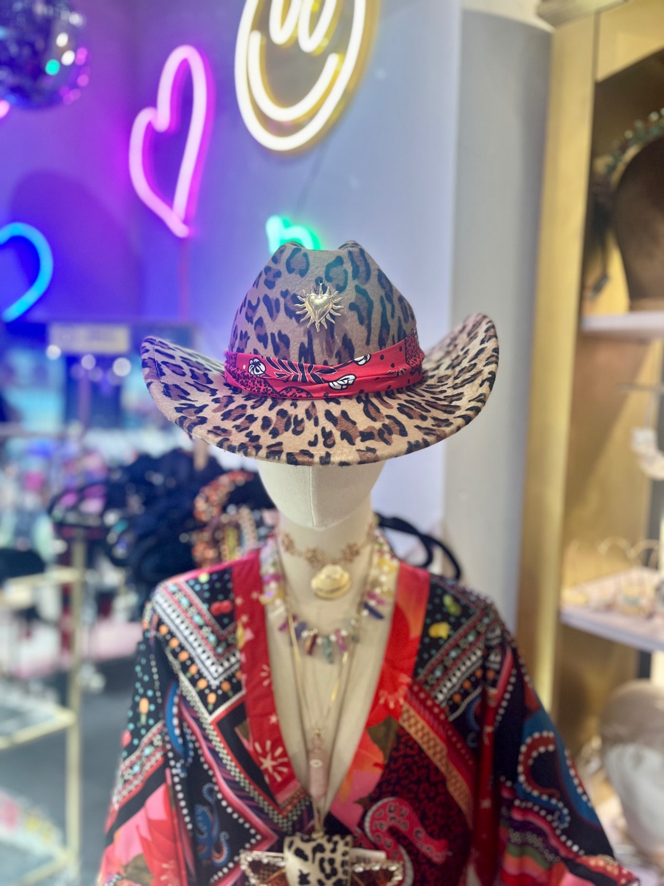 Flame Heart Leopard Cowboy Hat