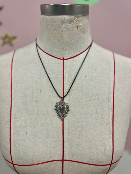 Luna Heart Pendant Leather Necklace