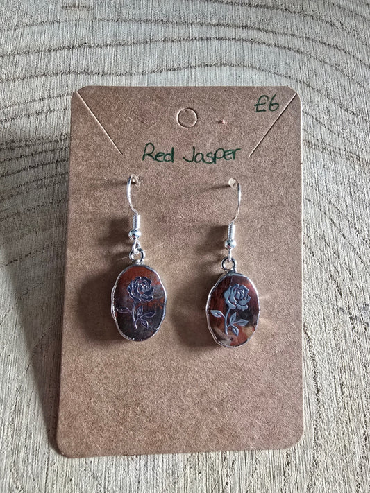 Red jasper rose earrings 