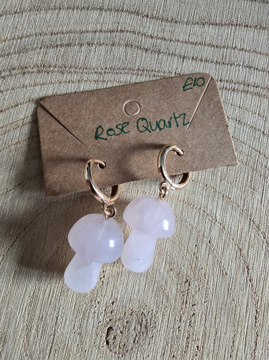 Rose quartz mushroom earrings 