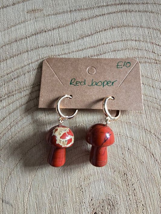 Red jasper mushroom earrings 