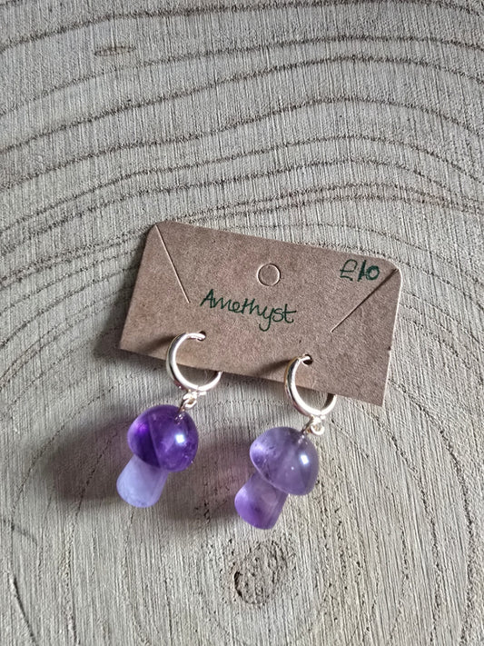 Amethyst mushroom earrings 
