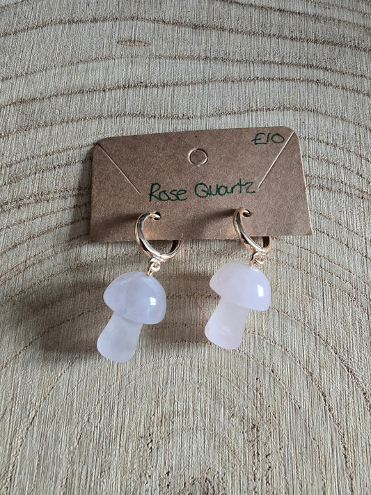 Rose quartz mushroom earrings 