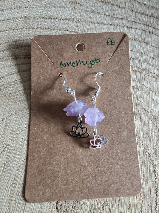 Amethyst lotus earrings