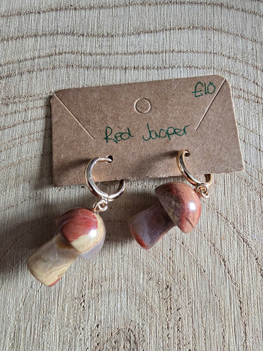Red jasper mushroom earrings 