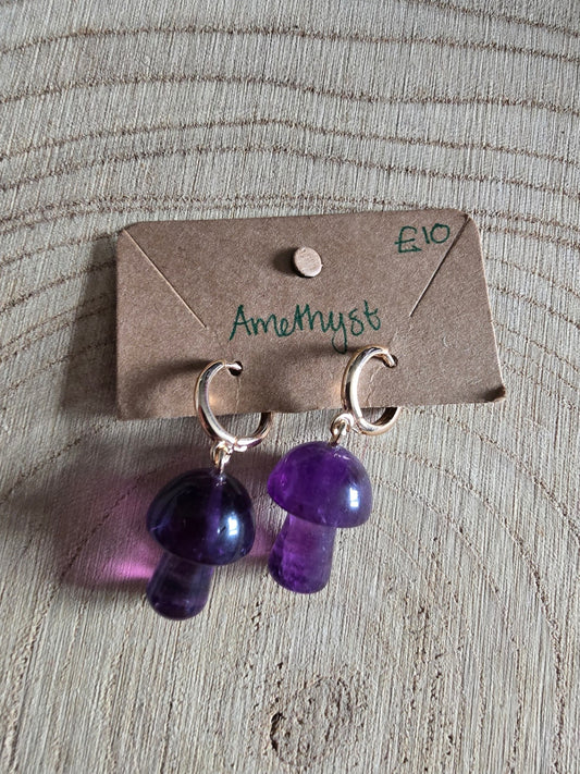 Amethyst mushroom earrings 