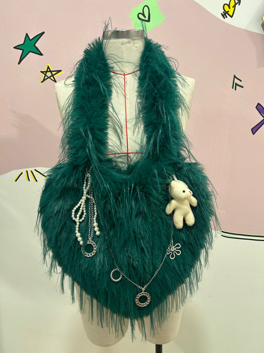 Teddy & Chain Faux Fur Bag