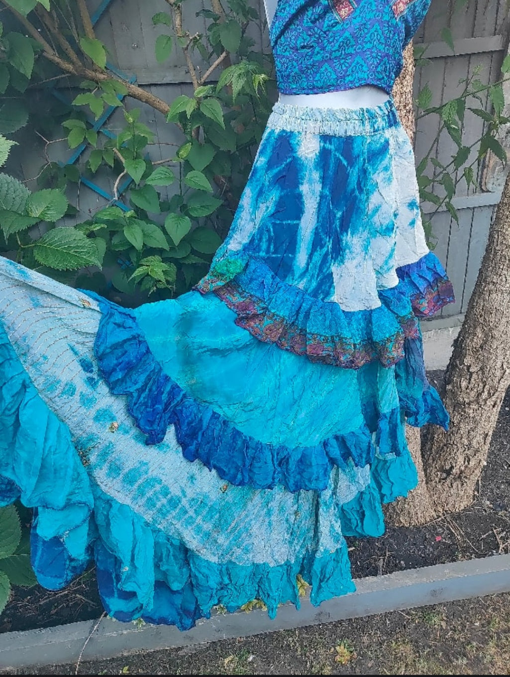 Wanderlust maxi skirt/ bandeau dress -blues